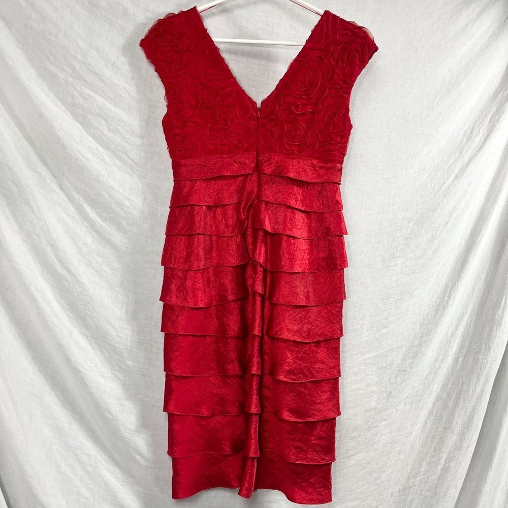 Adrianna Papell Sleeveless Tiered Cocktail Dress Womens 4 Mermaid Chiffon Floral - Picture 6 of 12